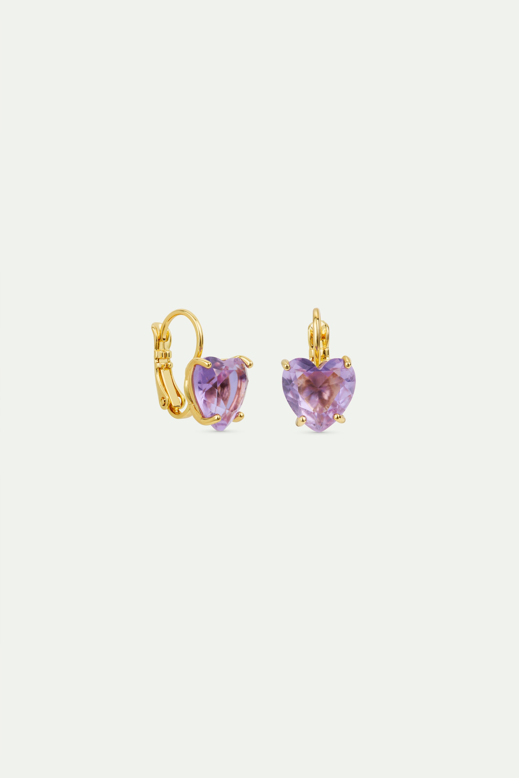 Lavender Diamantine heart-shaped stone earrings