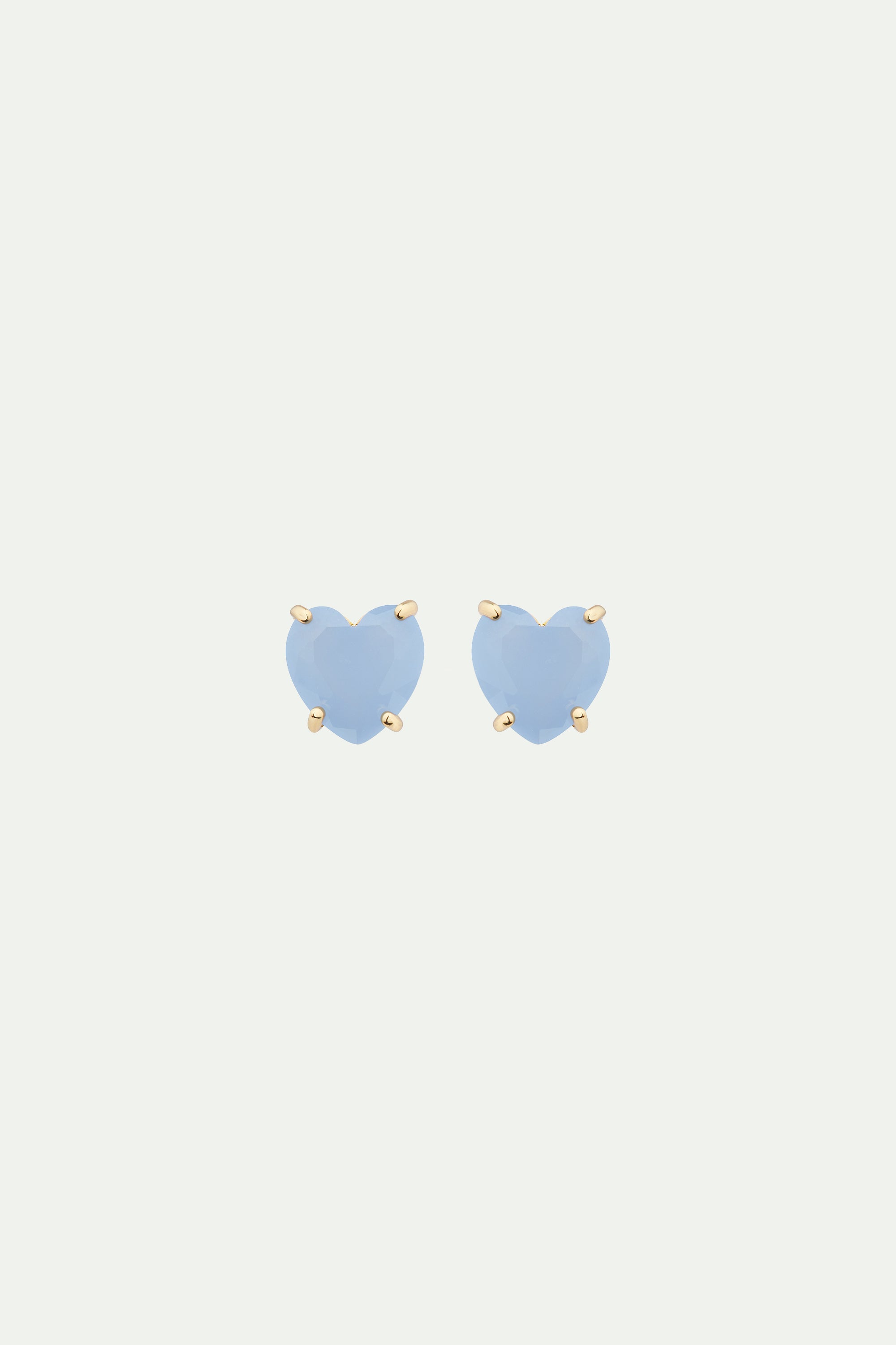 Boucles d'oreilles tiges pierre coeur La Diamantine bleu ciel