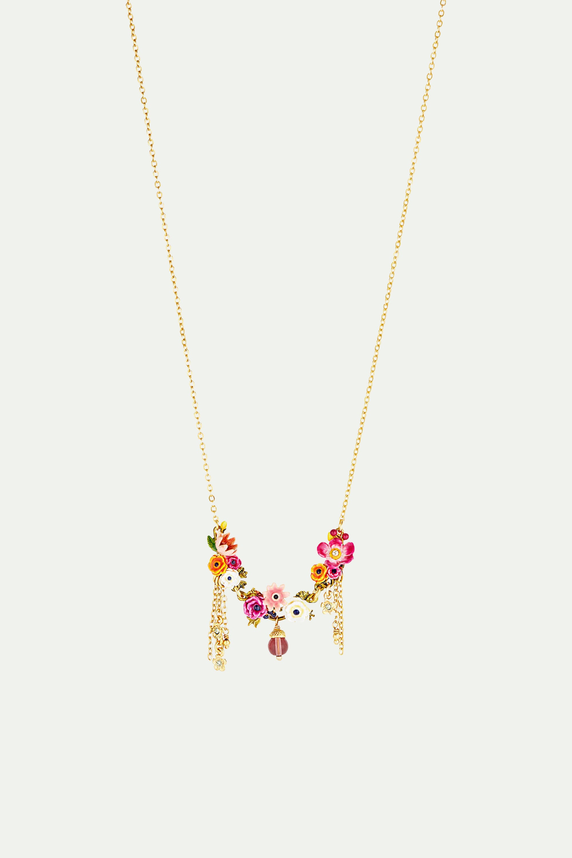 Collier plastron fleurs de pavot