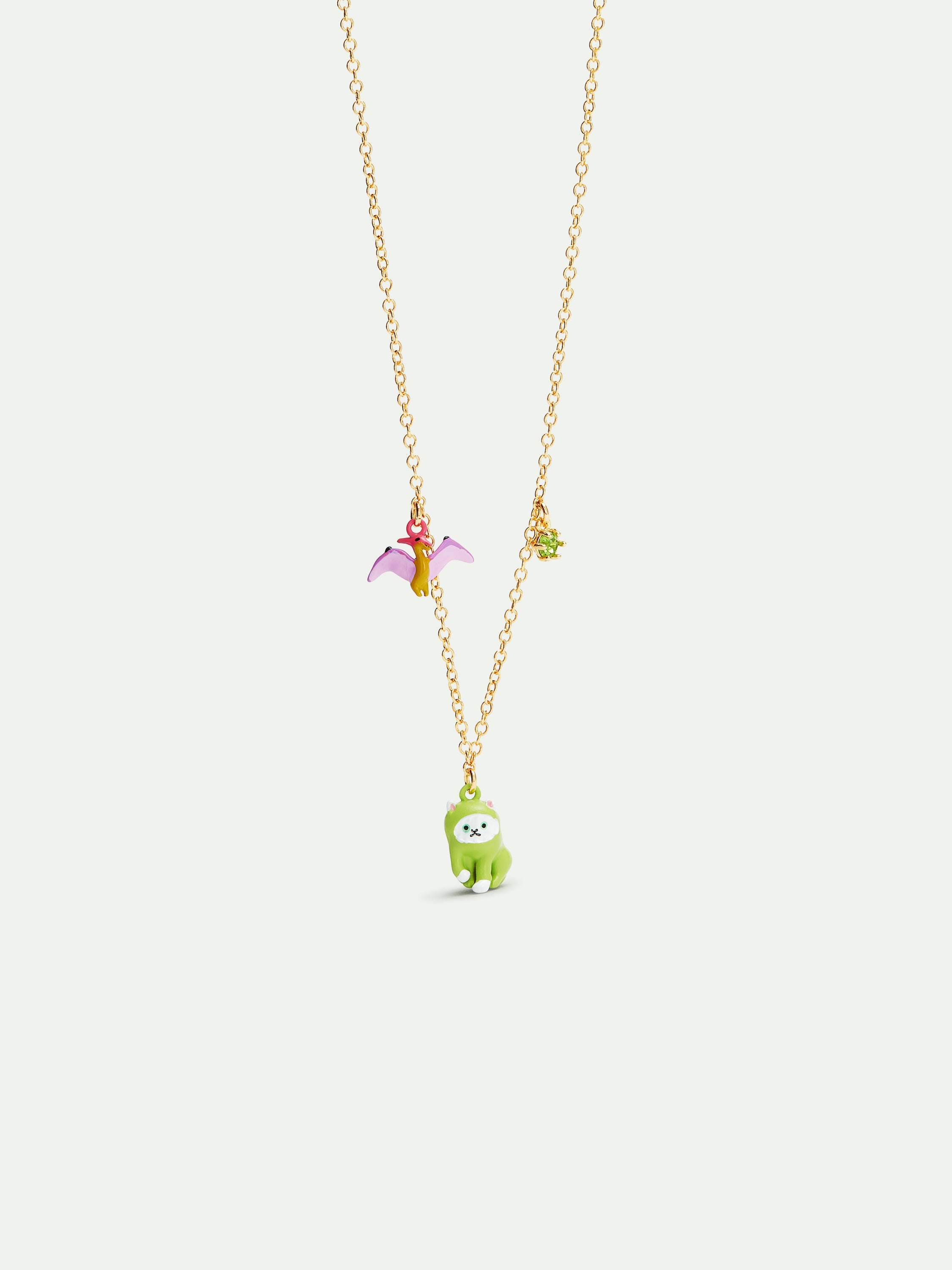 Dinosaur and dragon pendant necklace