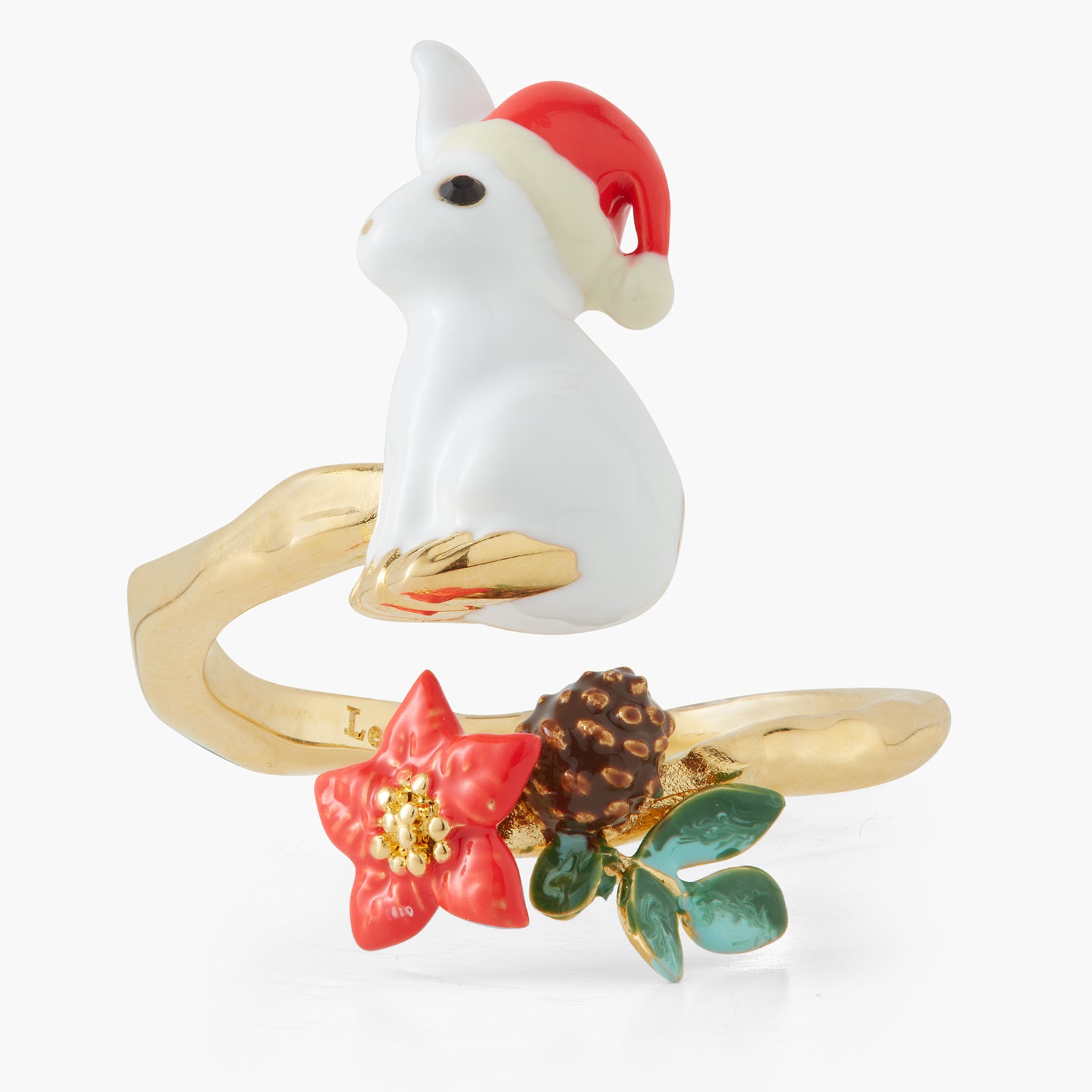 Bague Ajustable Lapin Noël Enchanté