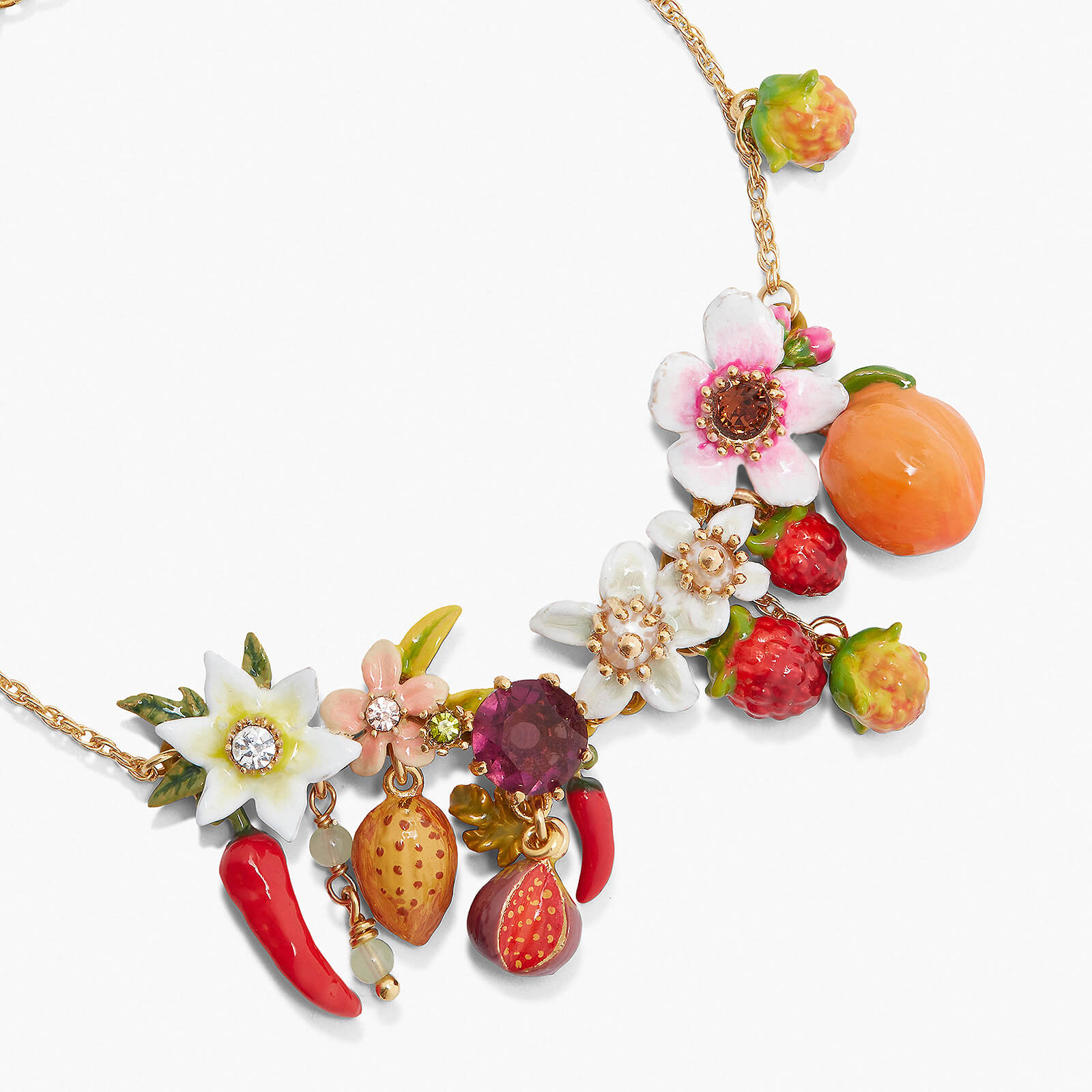 Orchard fruits and flowers charm bracelet