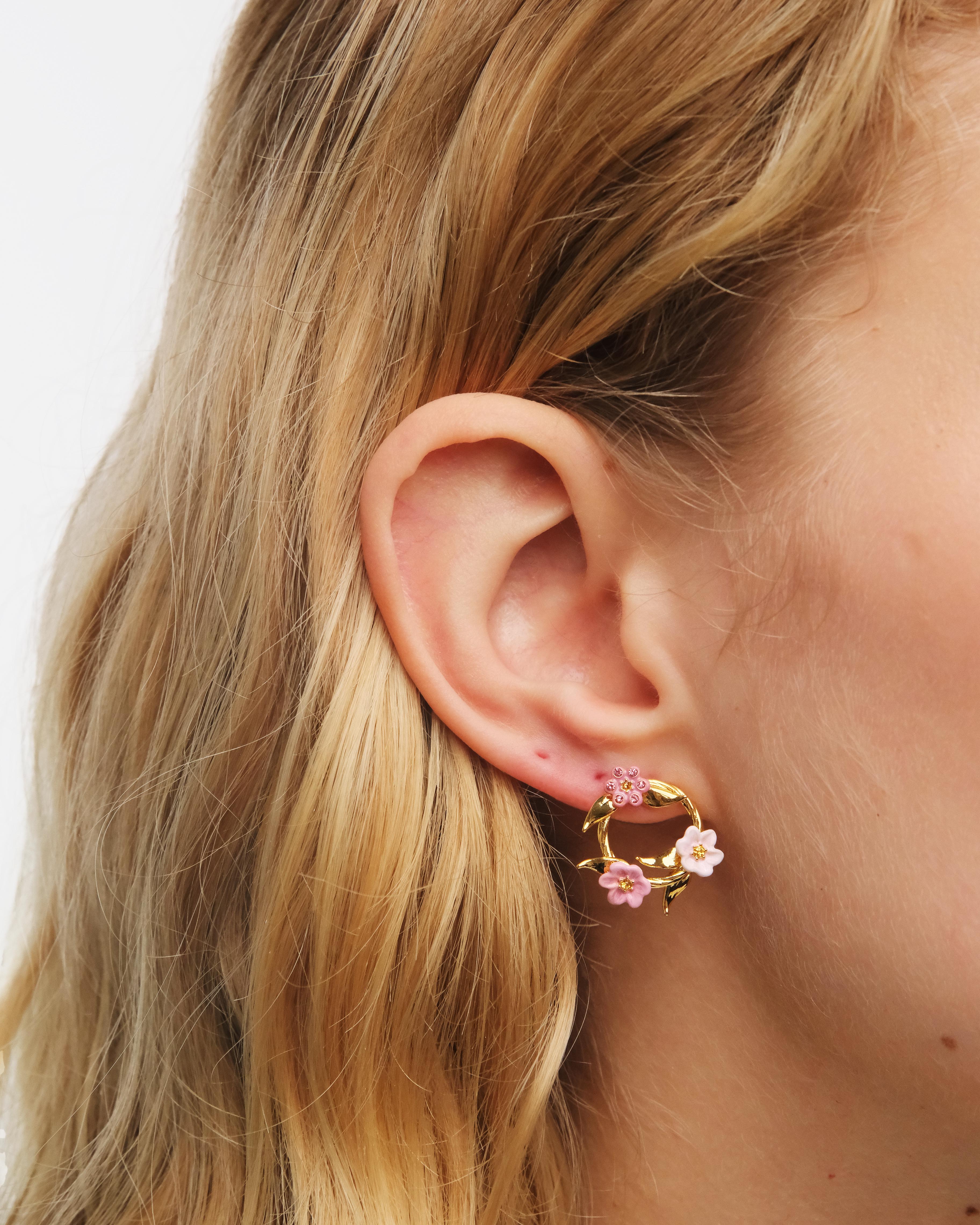 Pink Jasmine Flower Crown Post Earrings