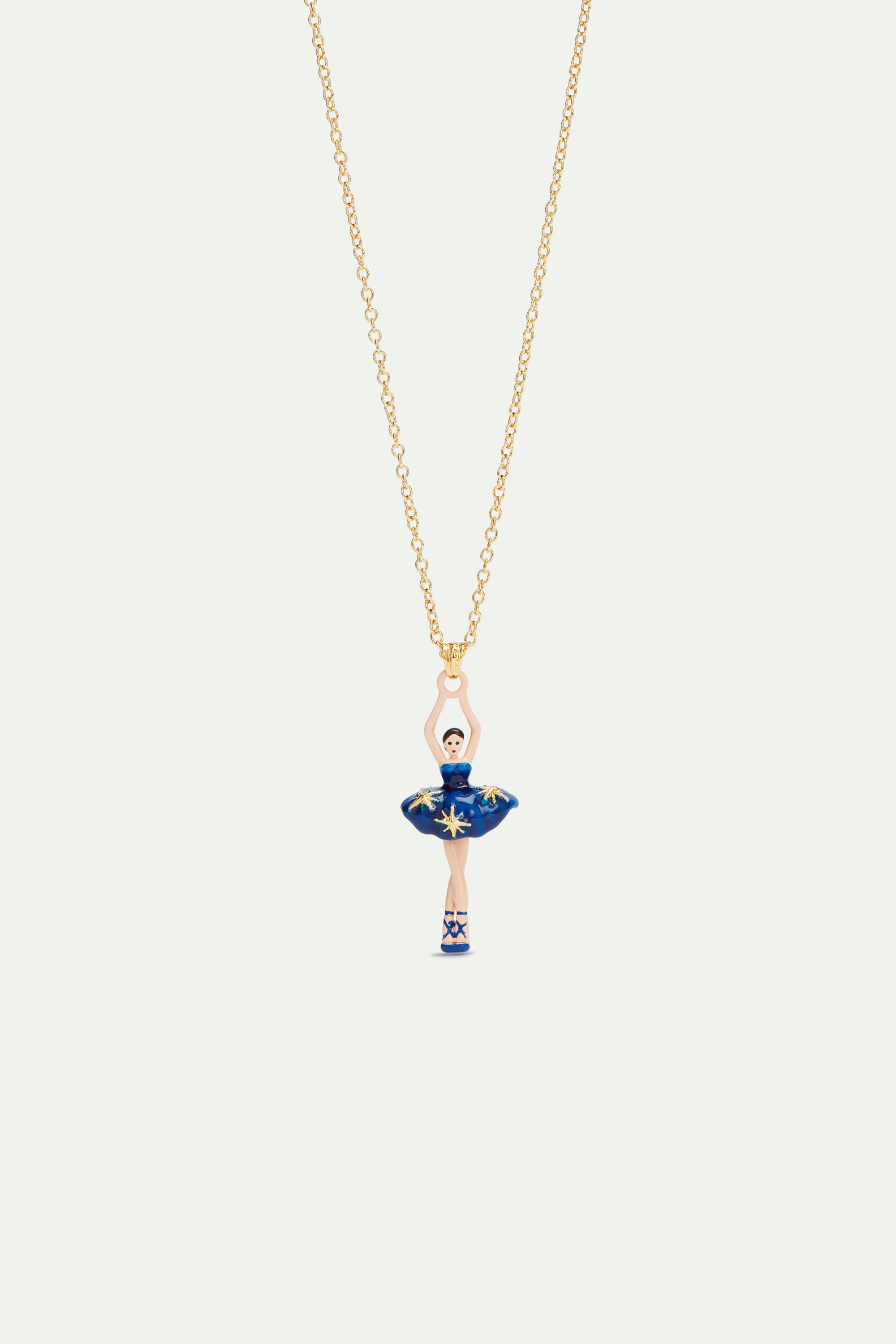 Collier ballerine tutu bleu nuit et étoiles dorées