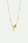 Mimosa flower and little pearls pendant necklace