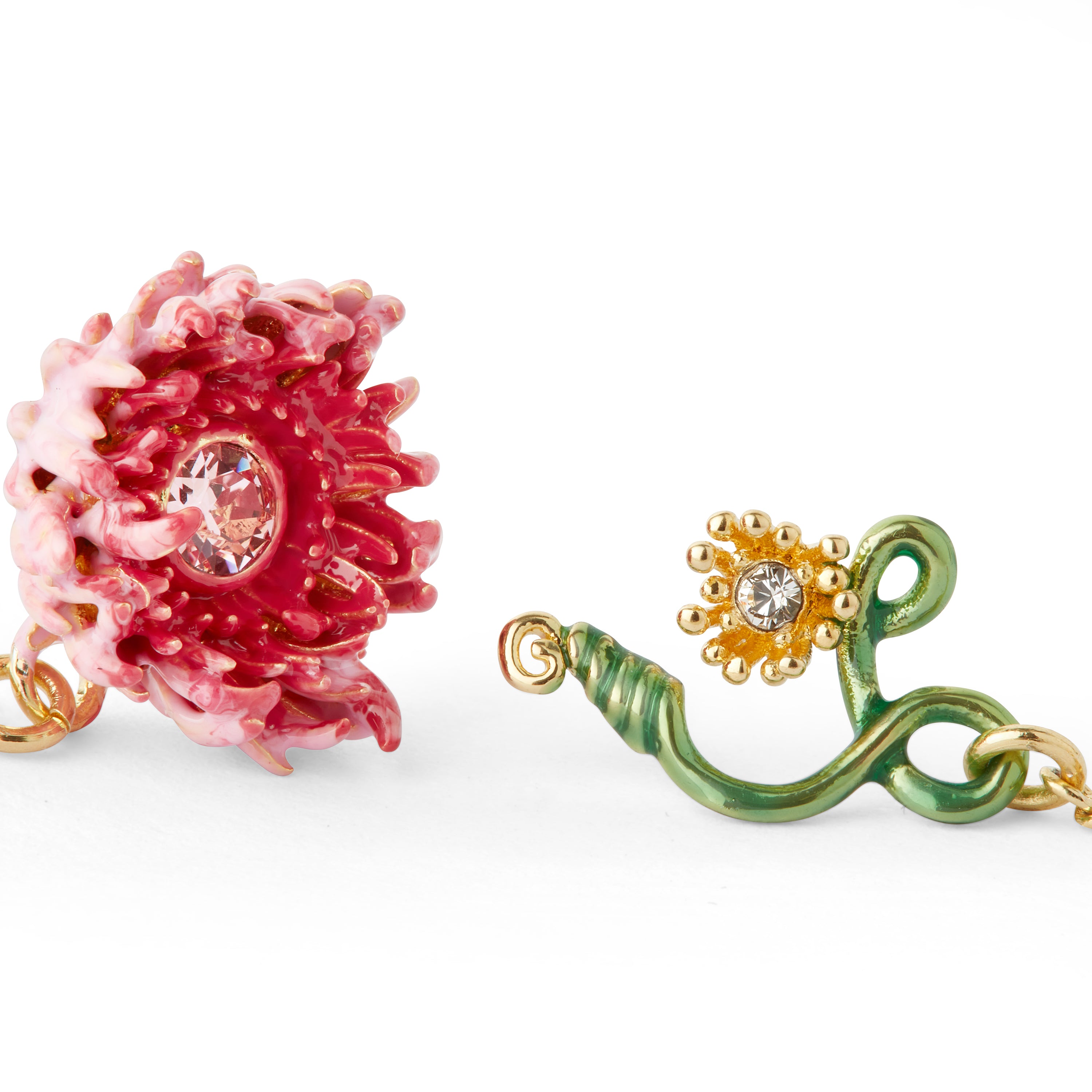 Boucles d'oreilles pendantes tiges Chrysanthème et tige