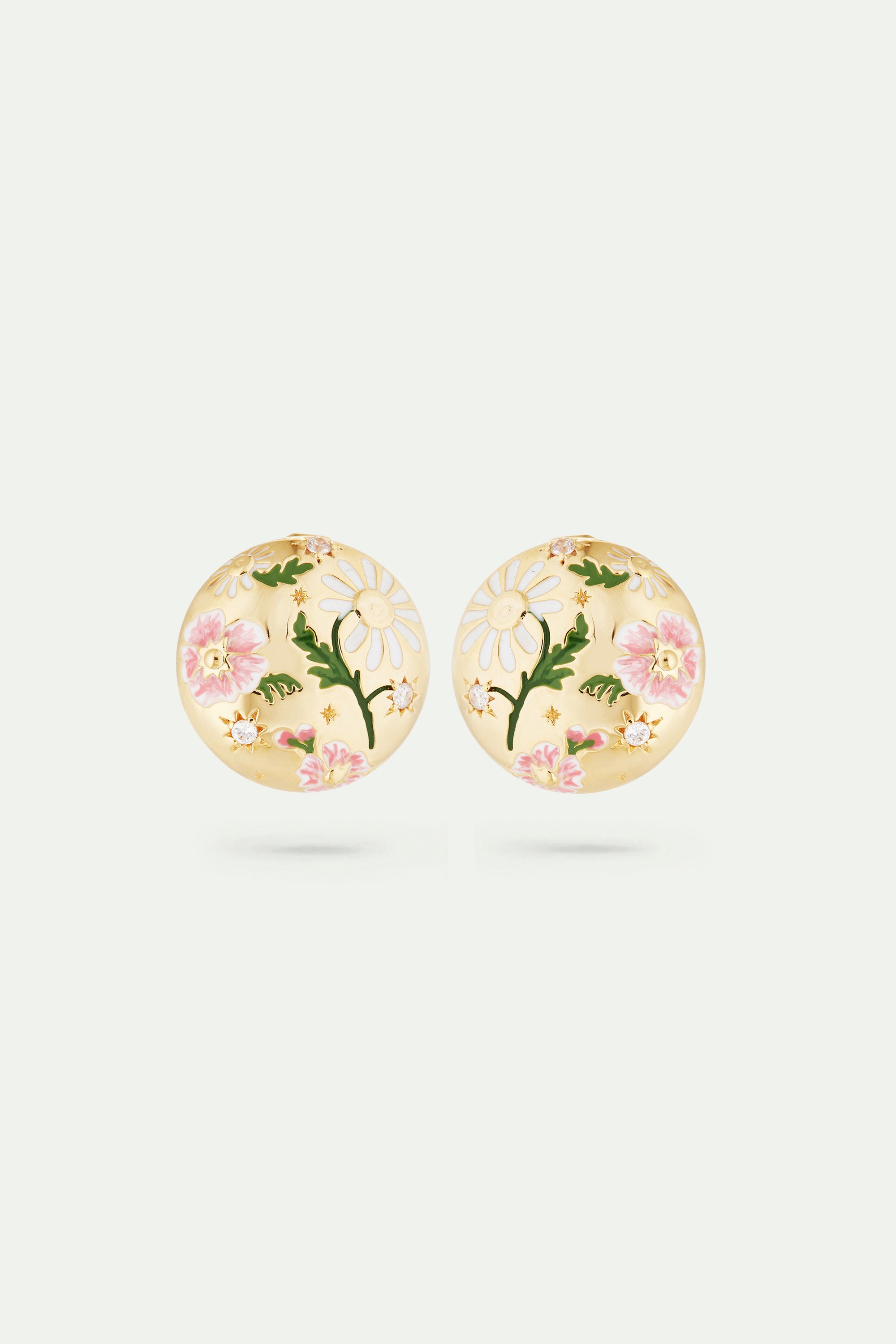 Daisy and pansy flower clip-on earrings