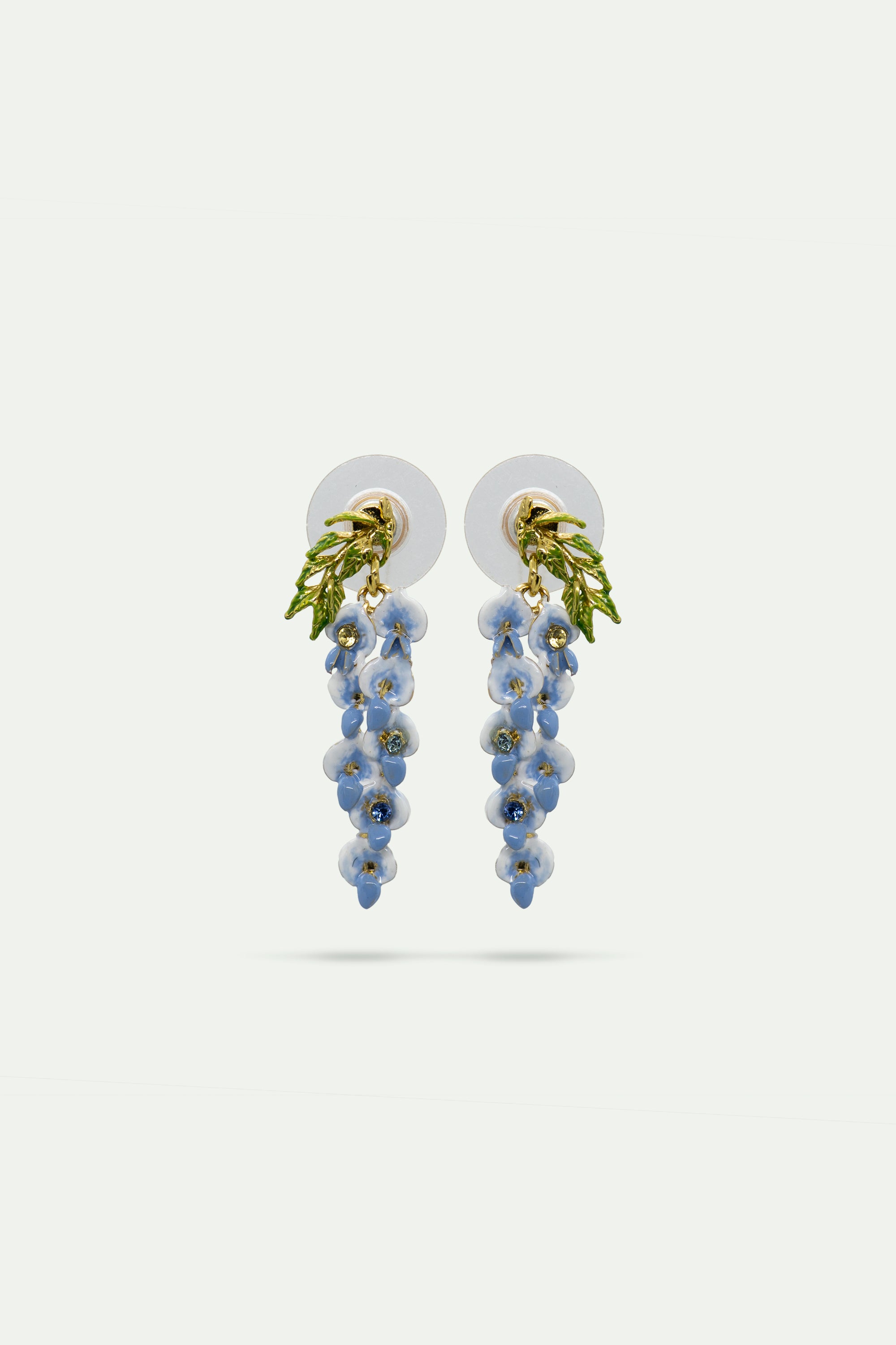 Boucles d'oreilles fleurs de glycines et cristaux