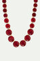 Garnet red diamantine Round stone long necklace