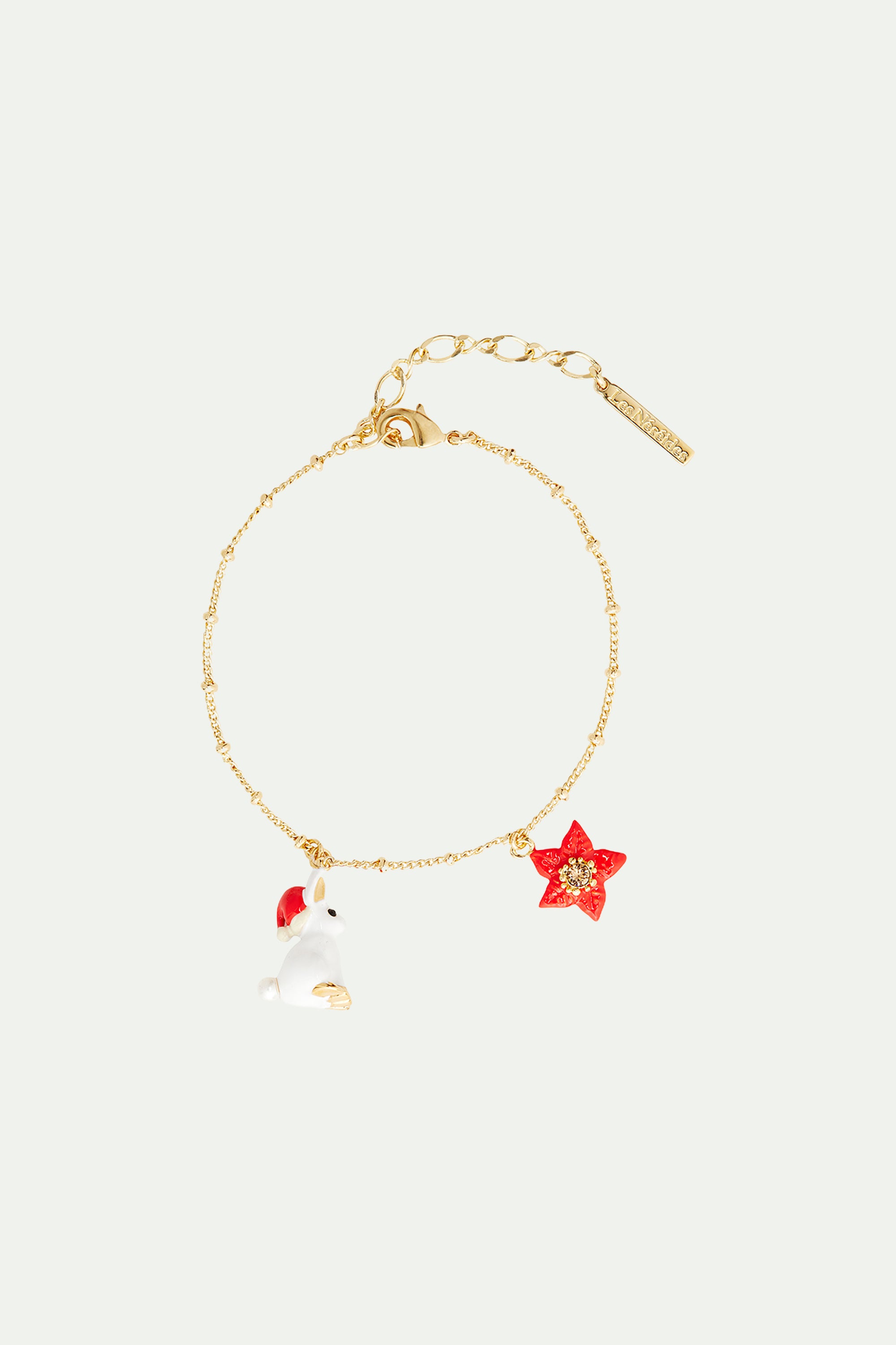 Pulsera fina Conejo blanco y Estrella de Navidad