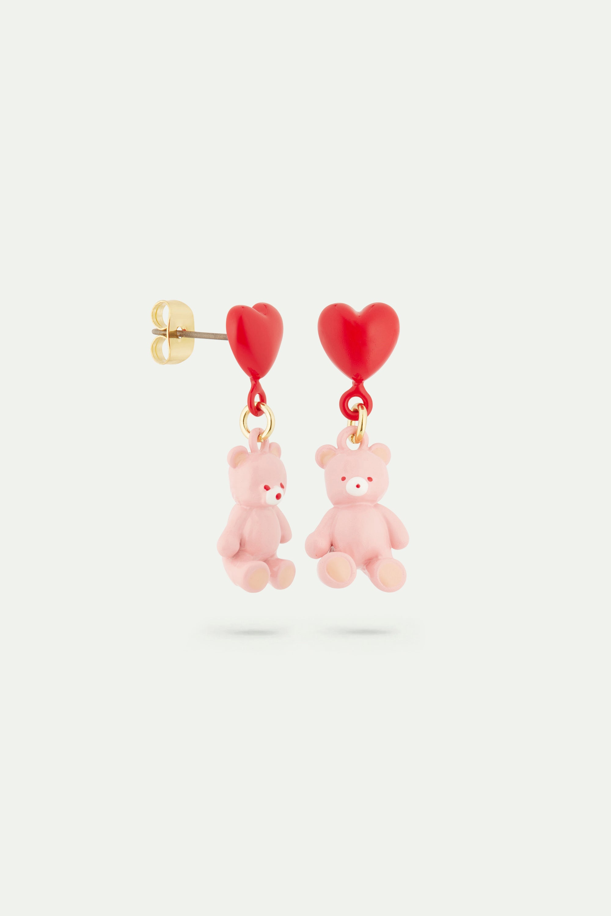 Teddy bear and heart balloon earrings