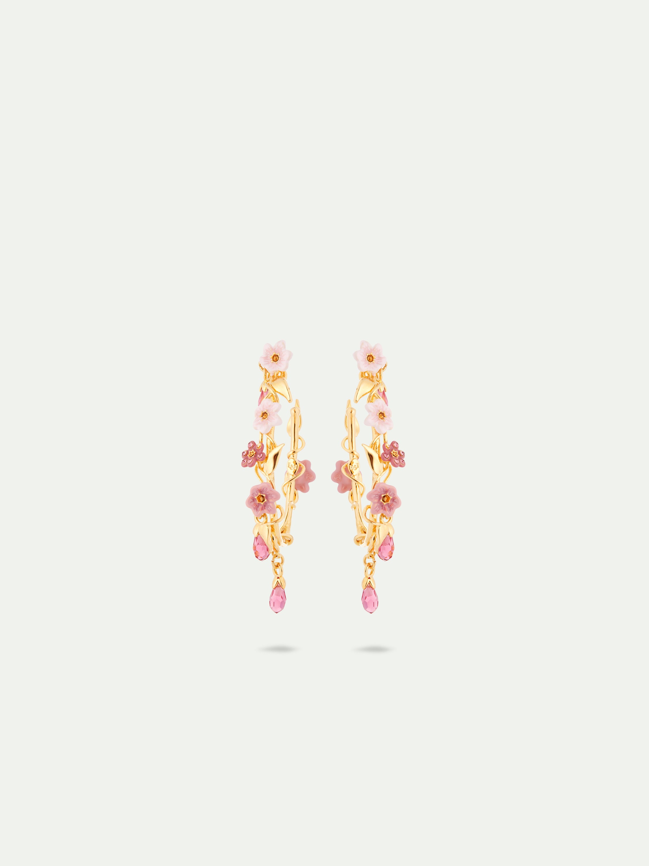 Boucles d'oreilles créoles fleurs de jasmin roses