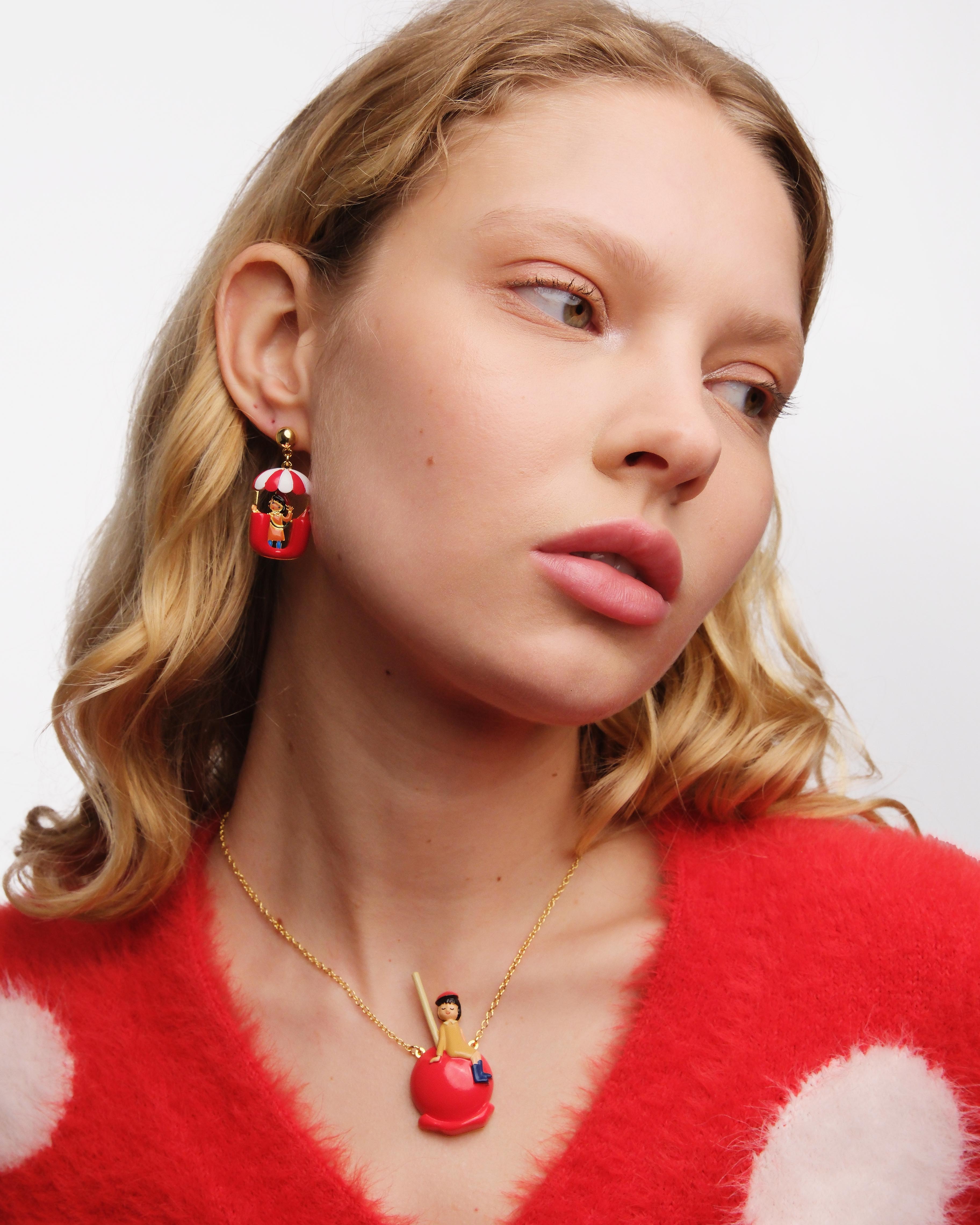 Little girl and dachshund on a ferris wheel earrings