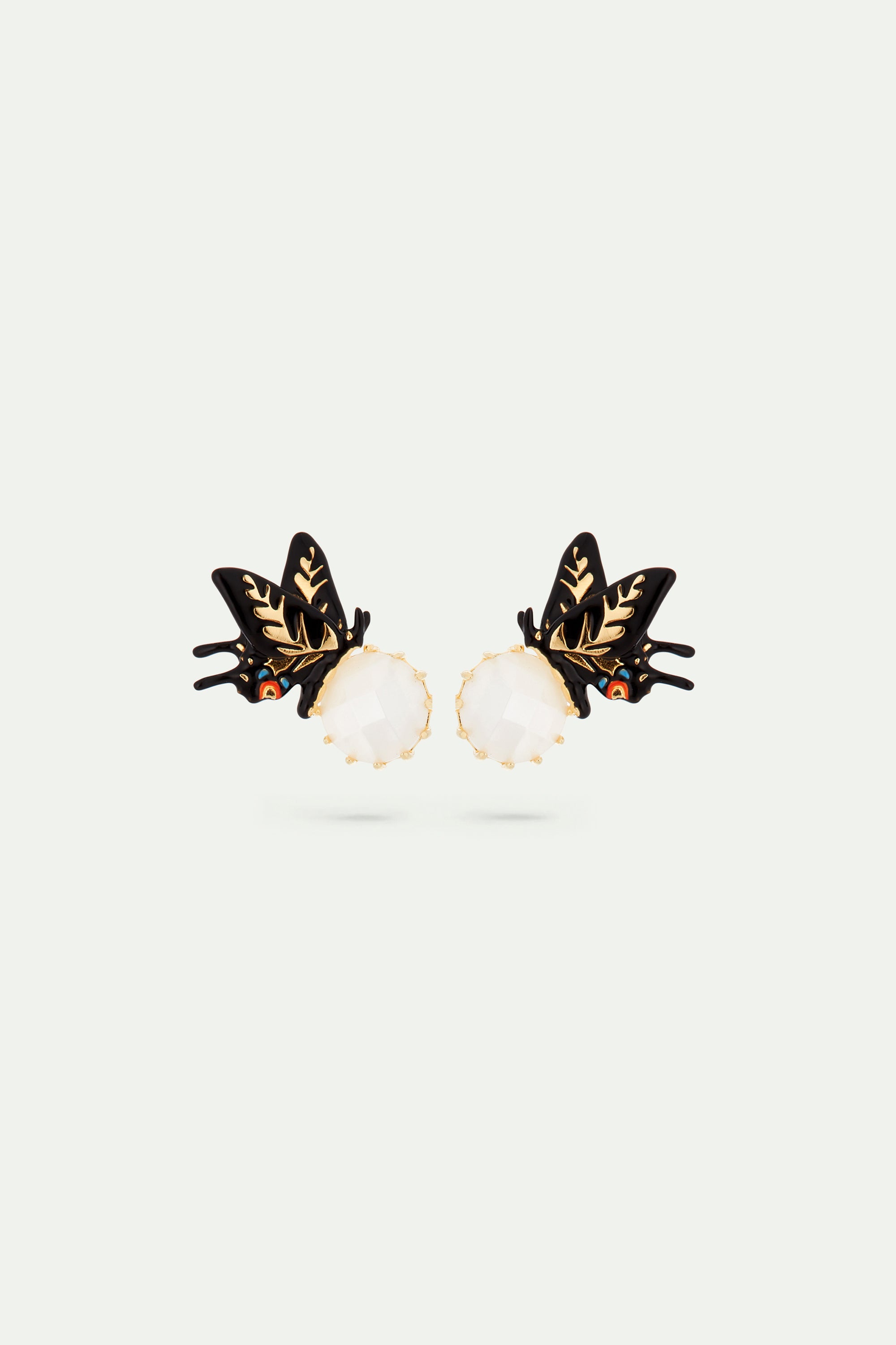 Pendientes de mariposa y cristal facetado