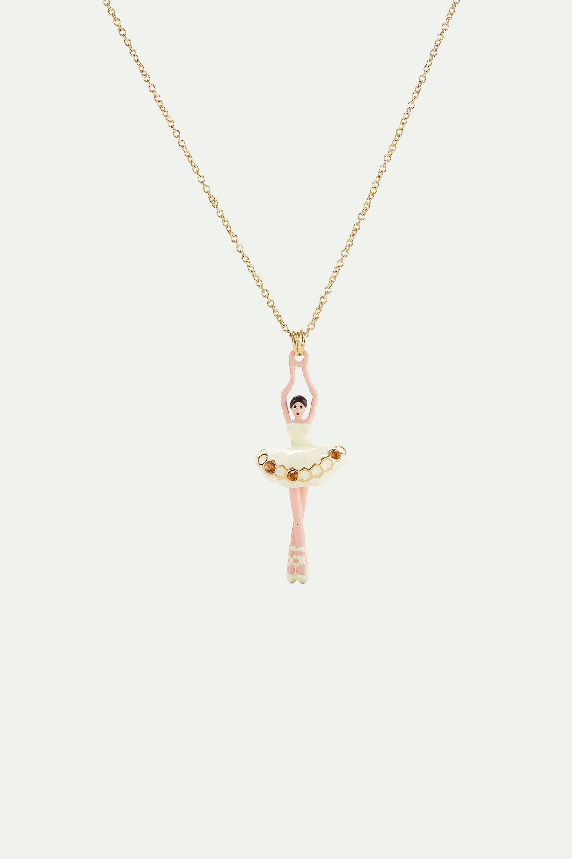 Sparkling rhinestones Ballerina pendant necklace