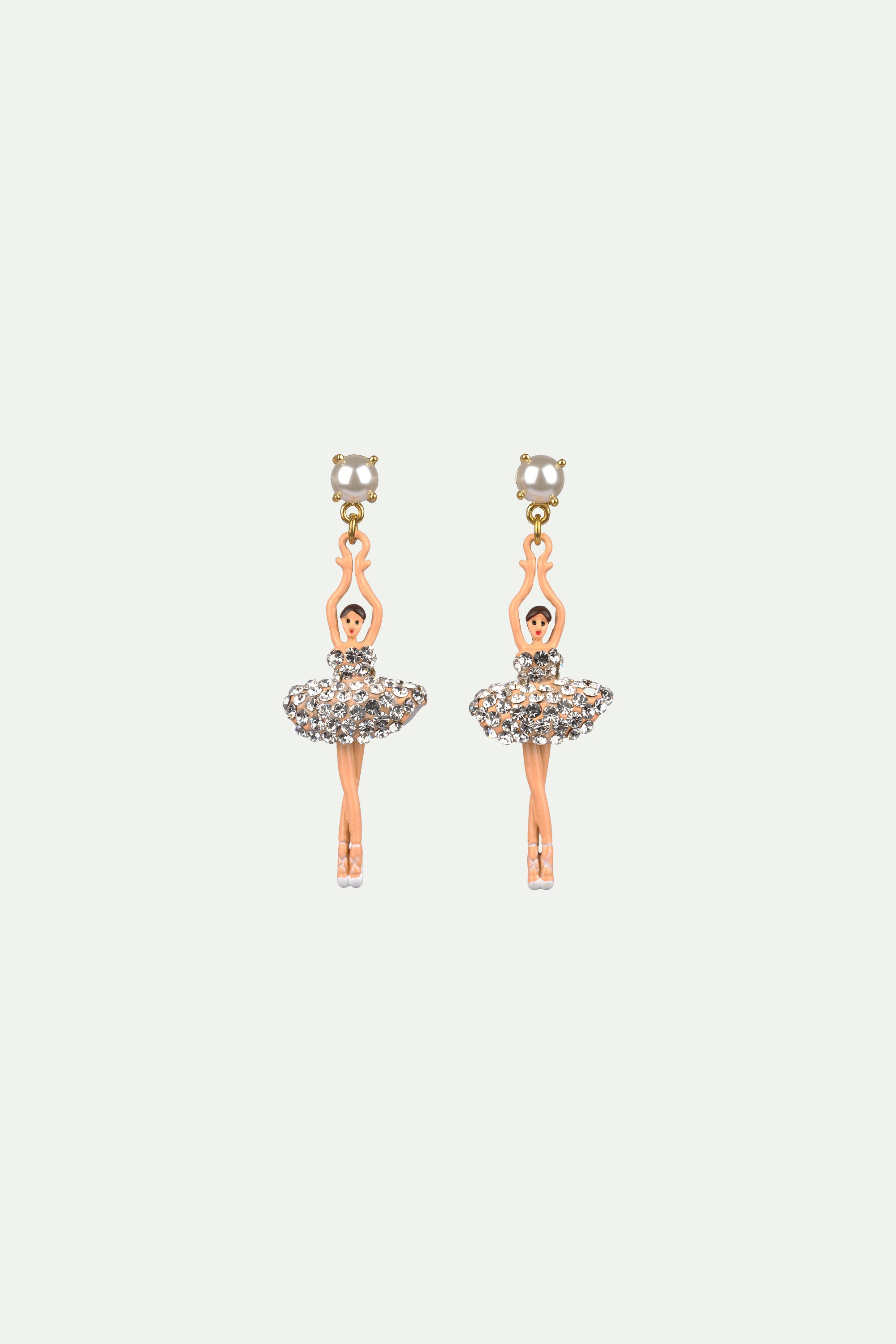 Clip on earrings with crystal toe-dancing ballerinas