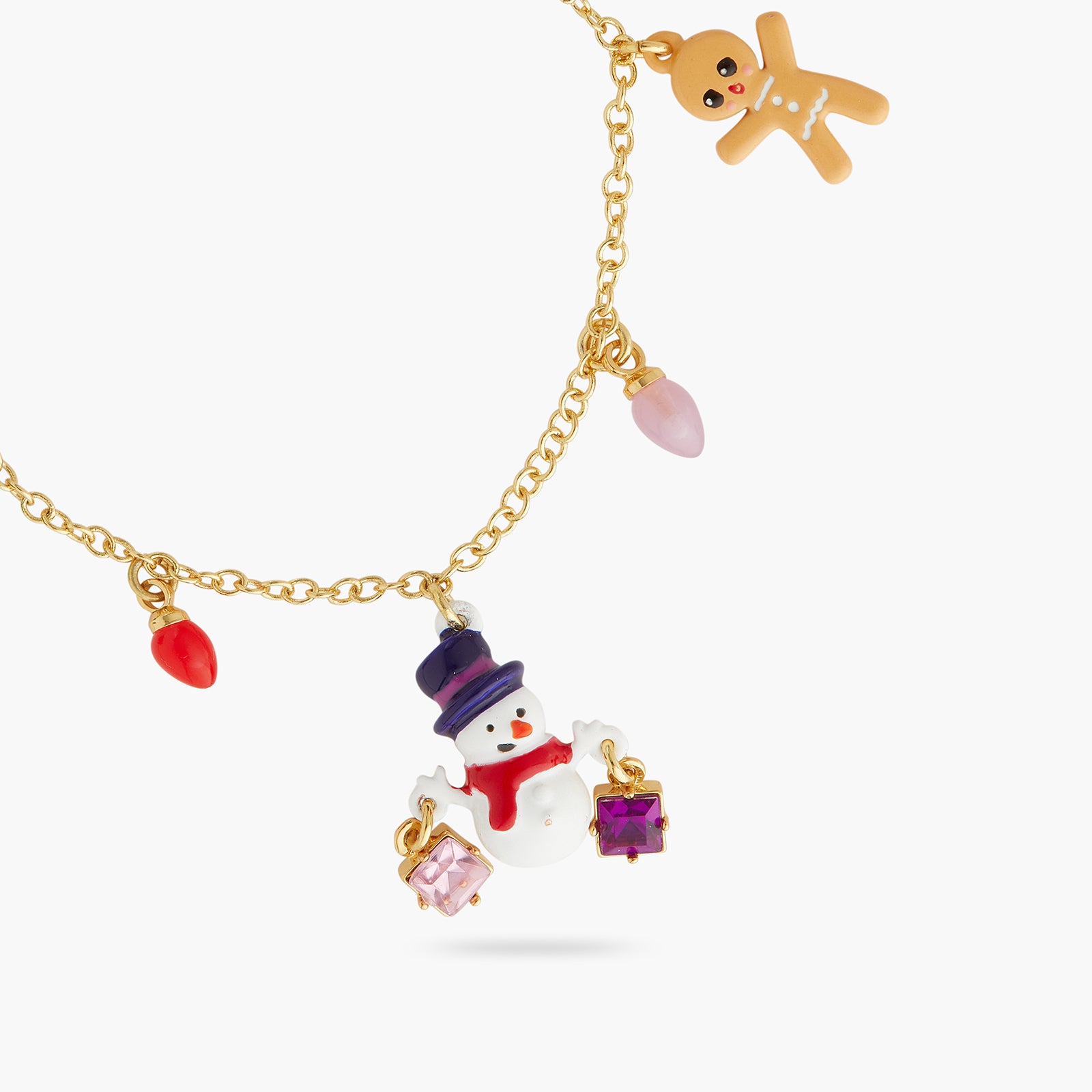 Christmas tree, Snowman and gingerbread man charm bracelet