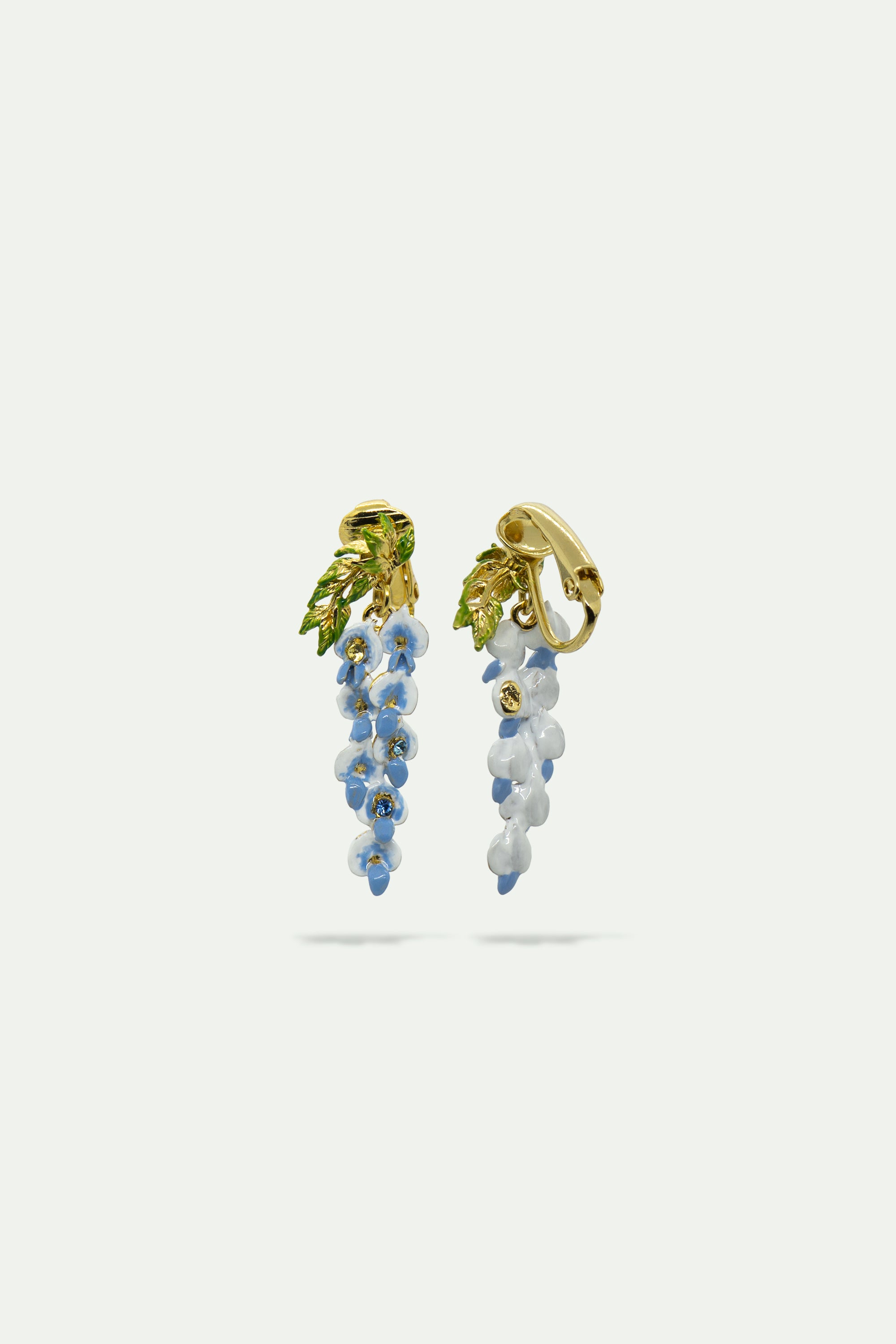 Boucles d'oreilles fleurs de glycines et cristaux