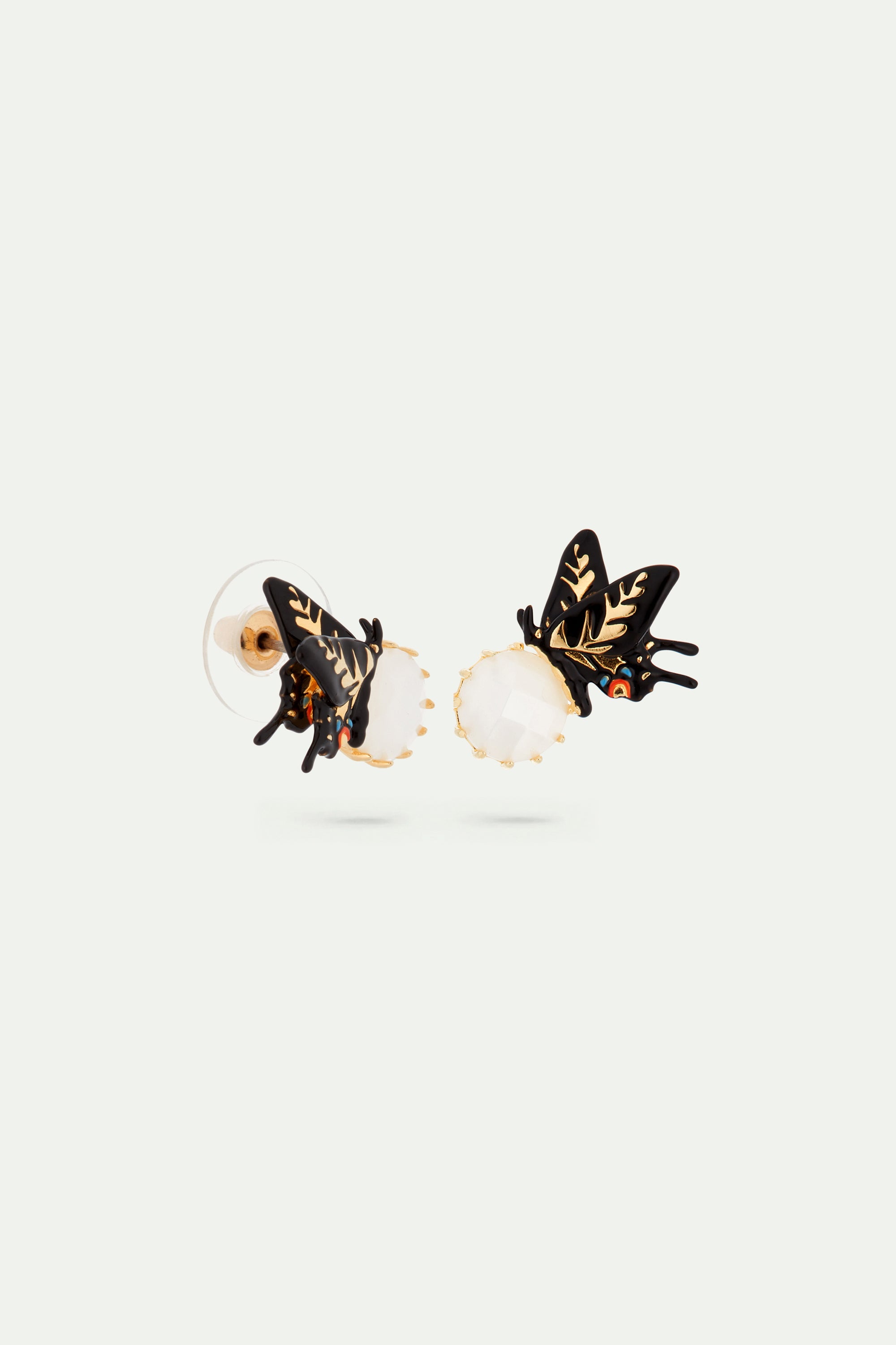 Boucles d'oreilles tiges papillon et verre facetté