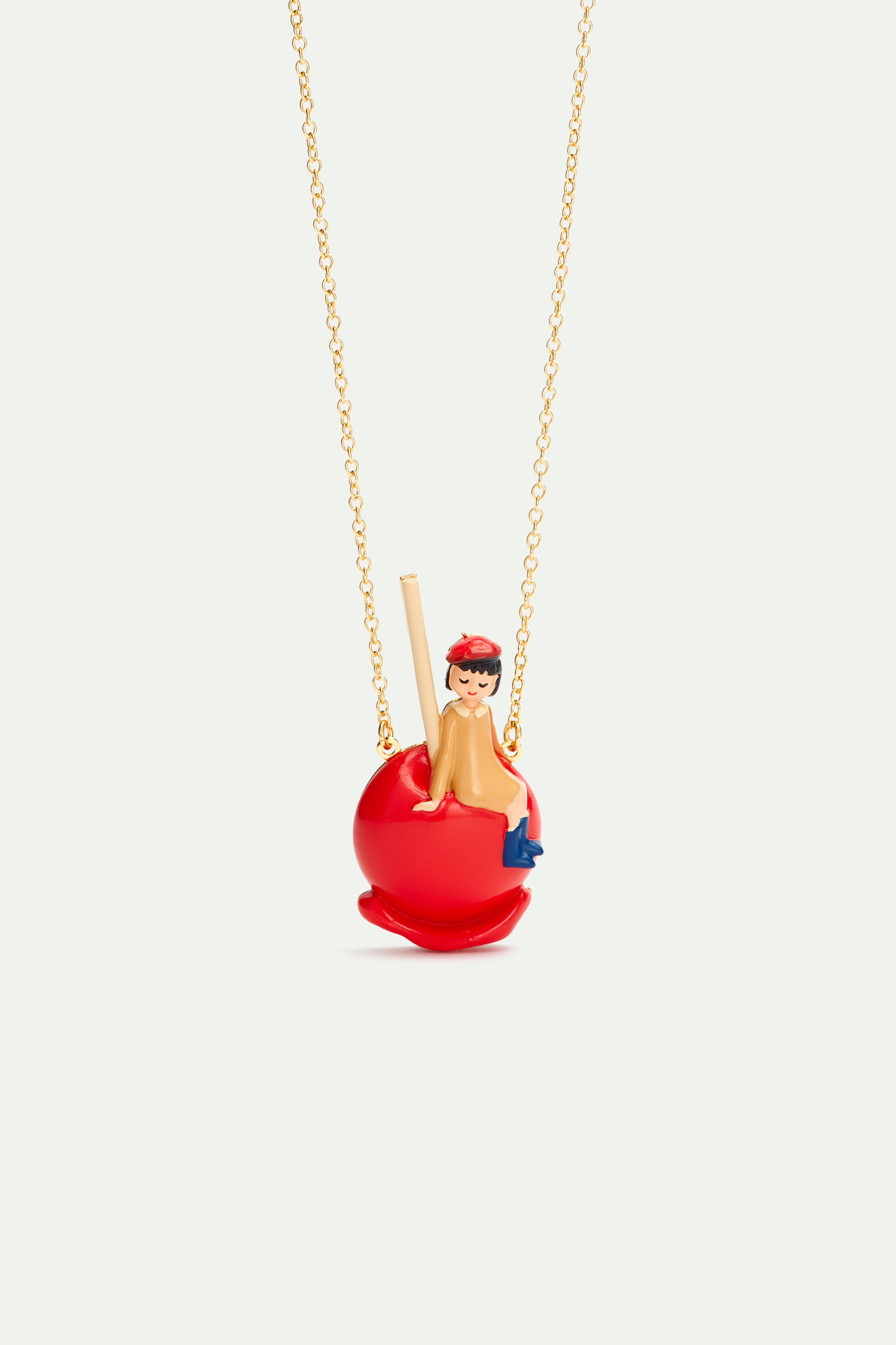 Little girl on a candy apple pendant necklace