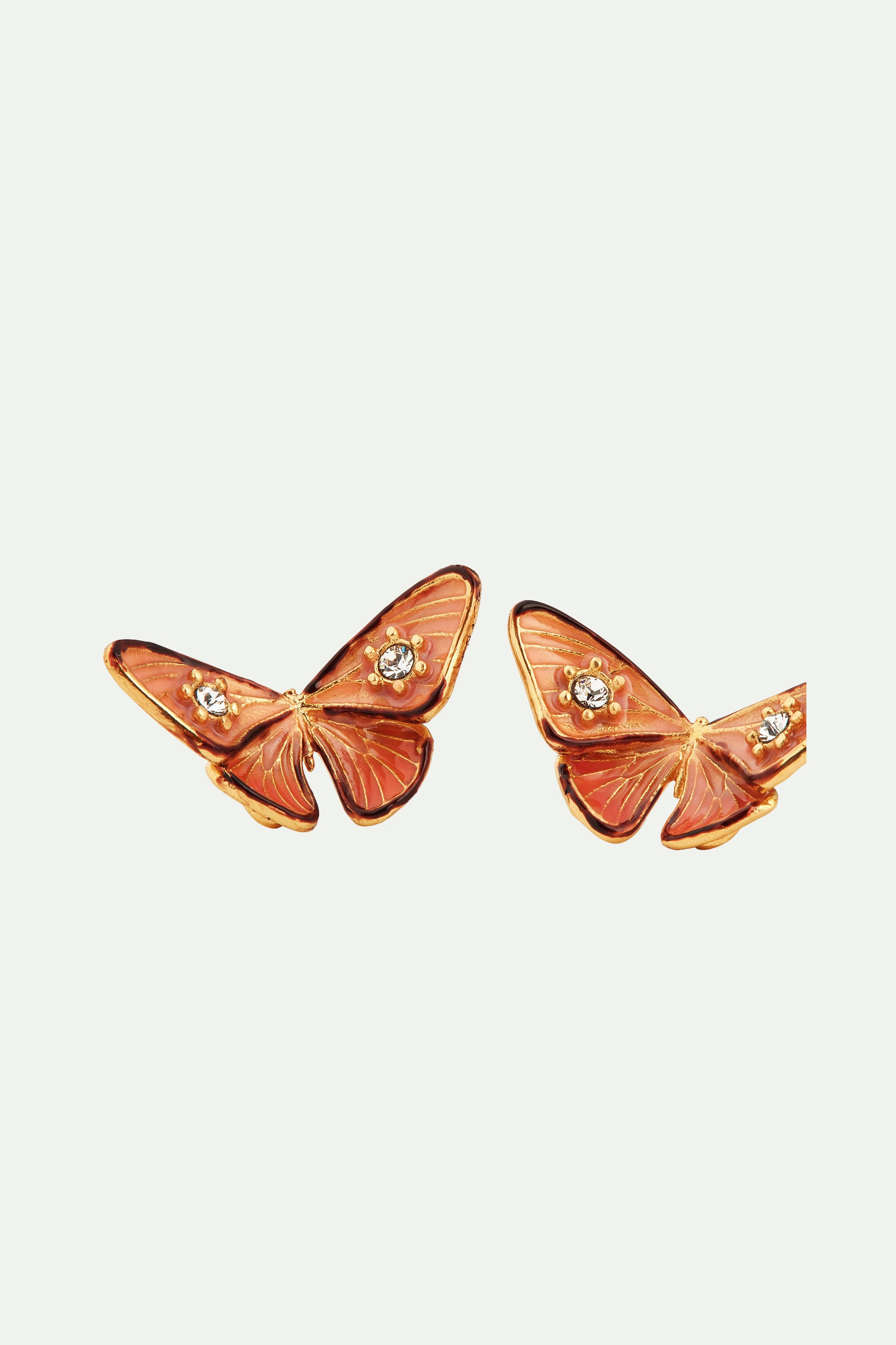 Enamelled butterfly and stone post earrings