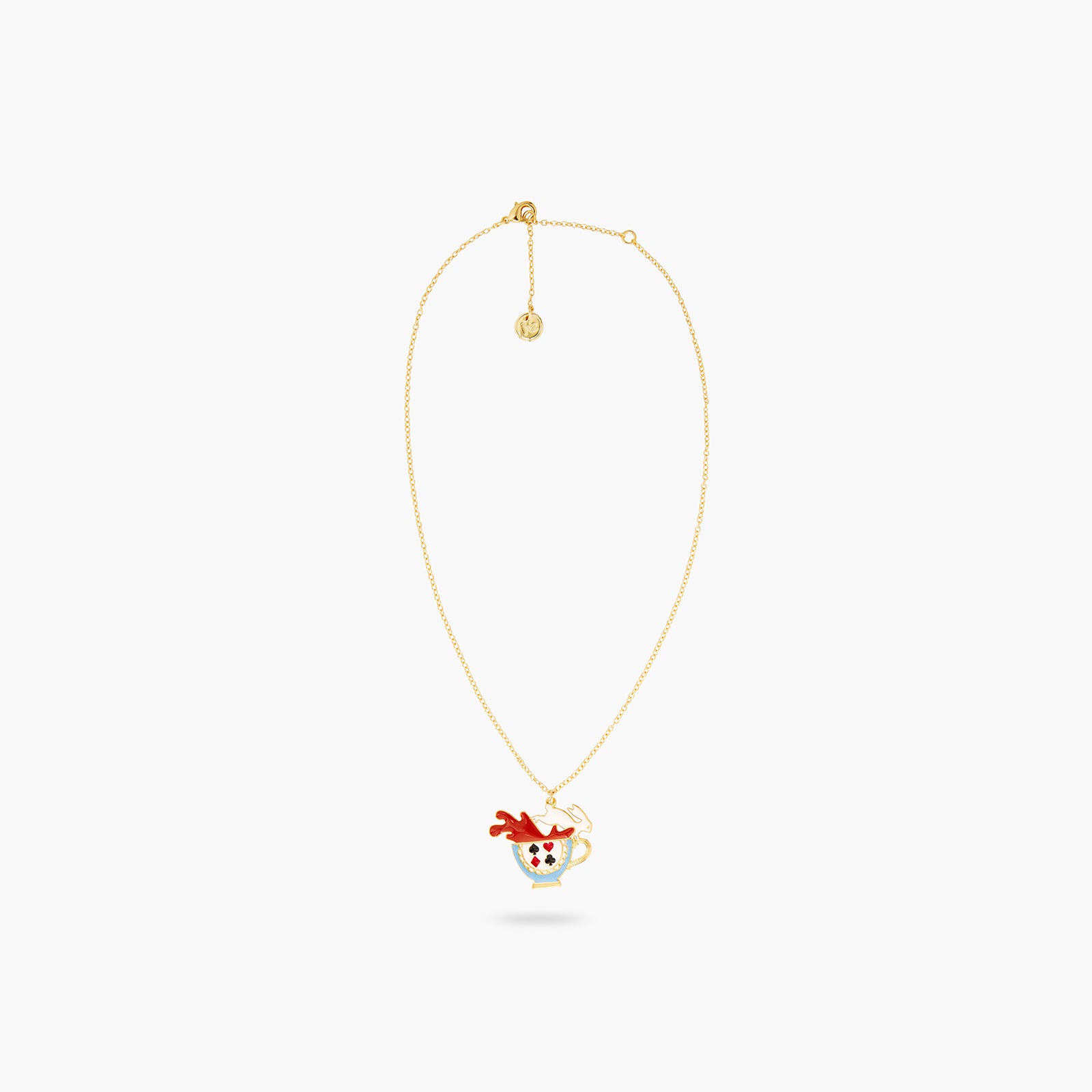 Collier pendentif tasse de thé et lapin blanc