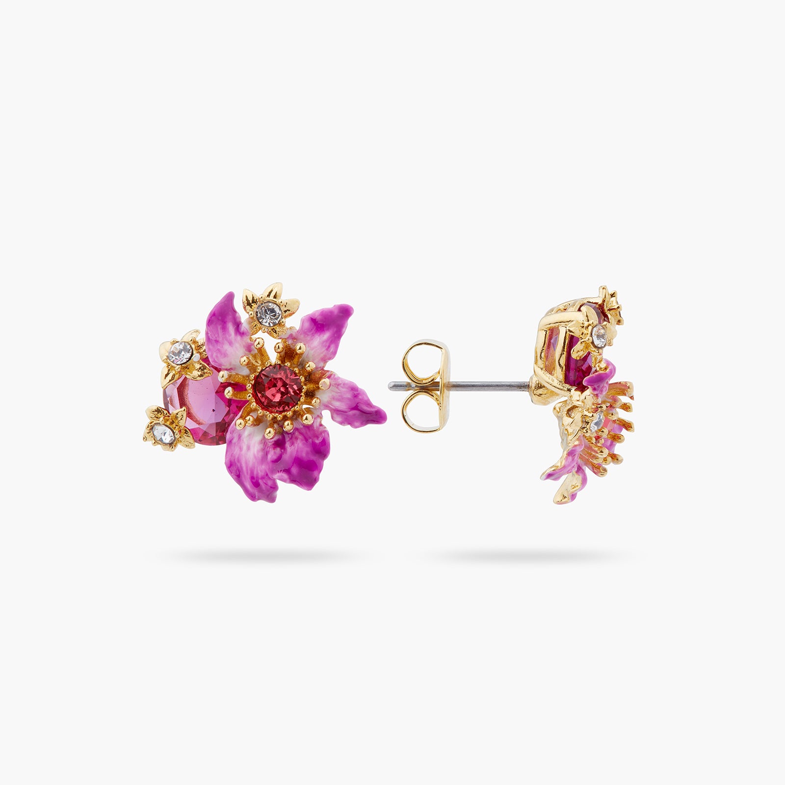 Boucles d'oreilles tiges fleur de Bauhinia violette