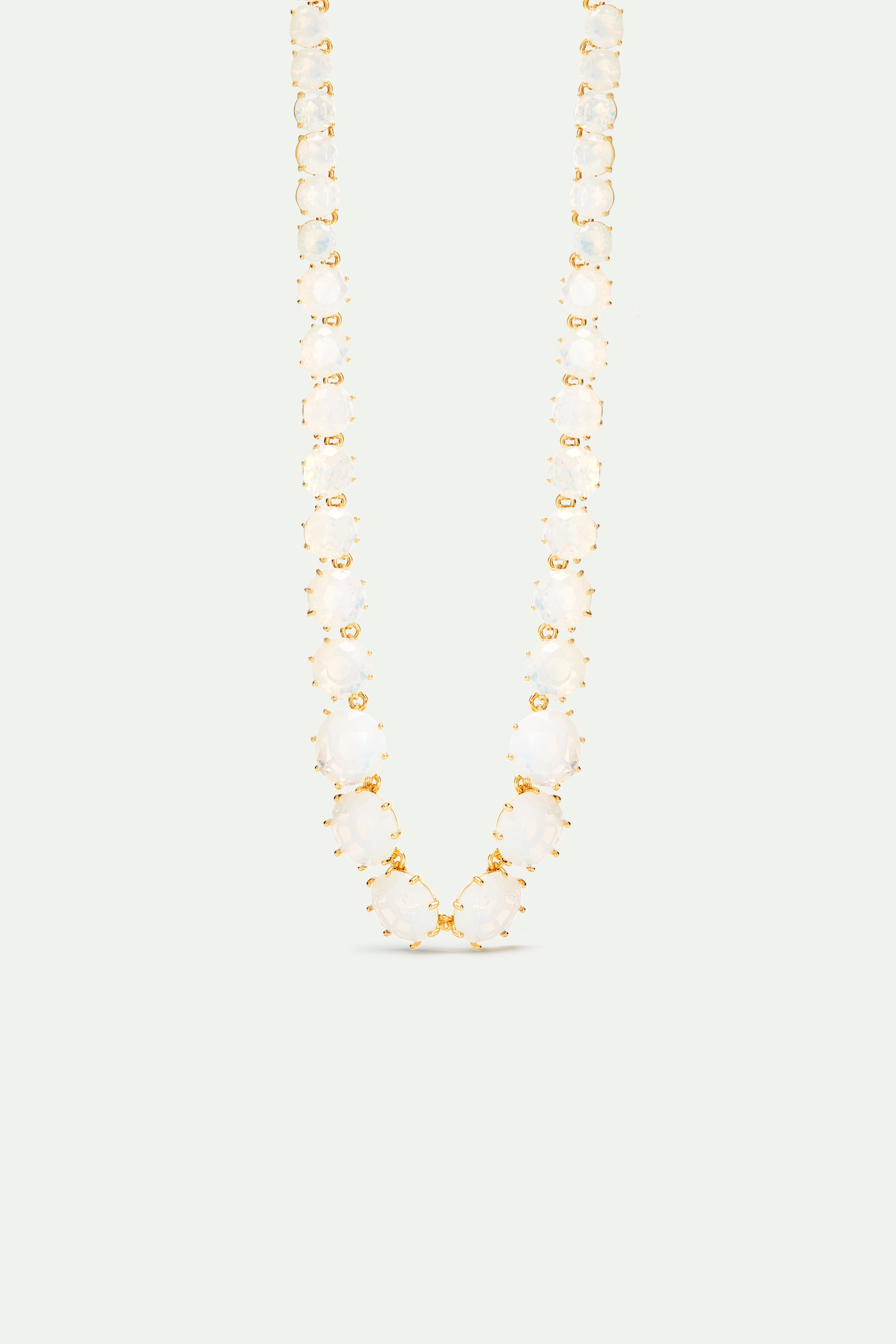 Collier sautoir pierres rondes La Diamantine blanc opalescent