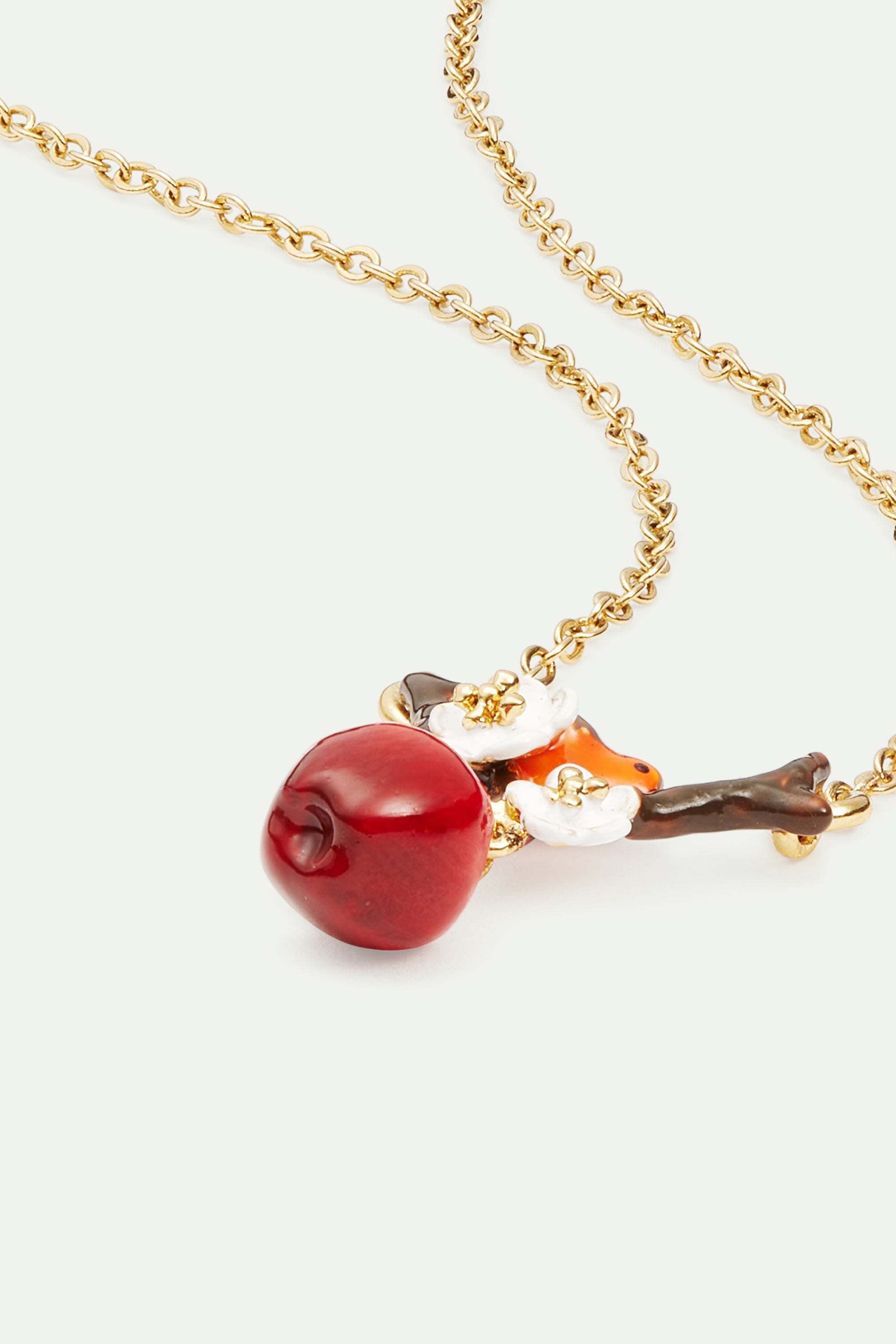 Robin and apple pendant necklace