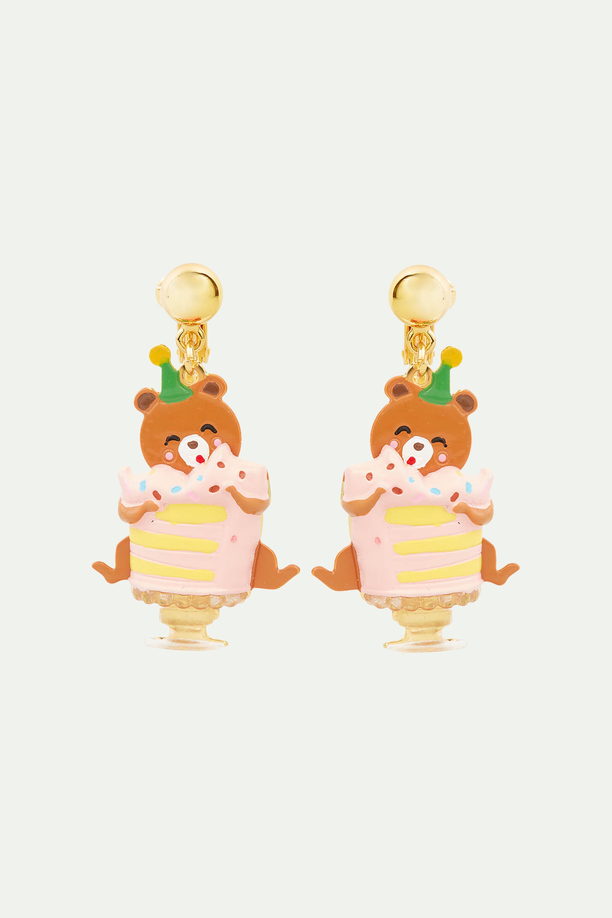 Boucles d'Oreilles Tiges Ourson et Gâteau d'Anniversaire