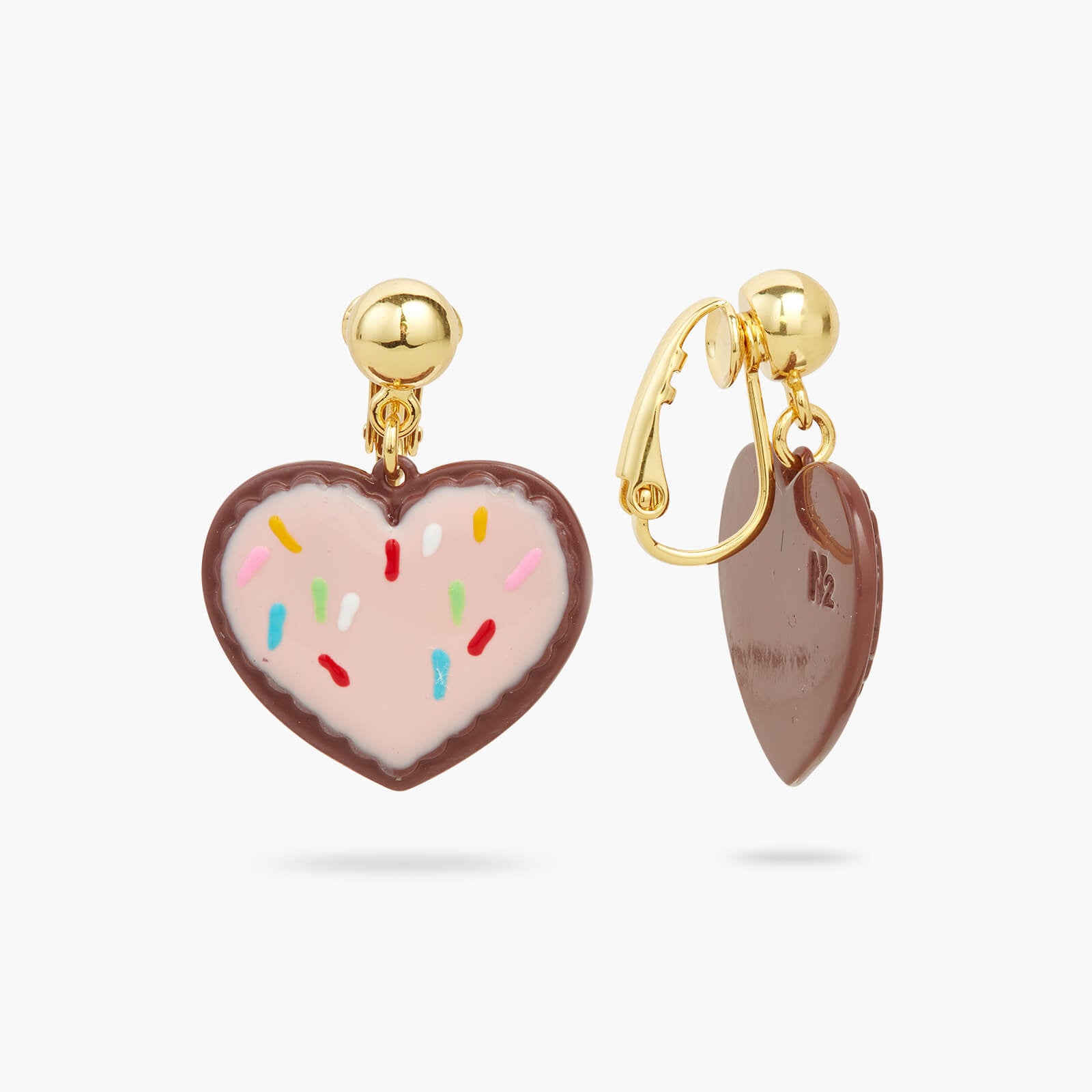 Heart-shaped biscuit post earrings