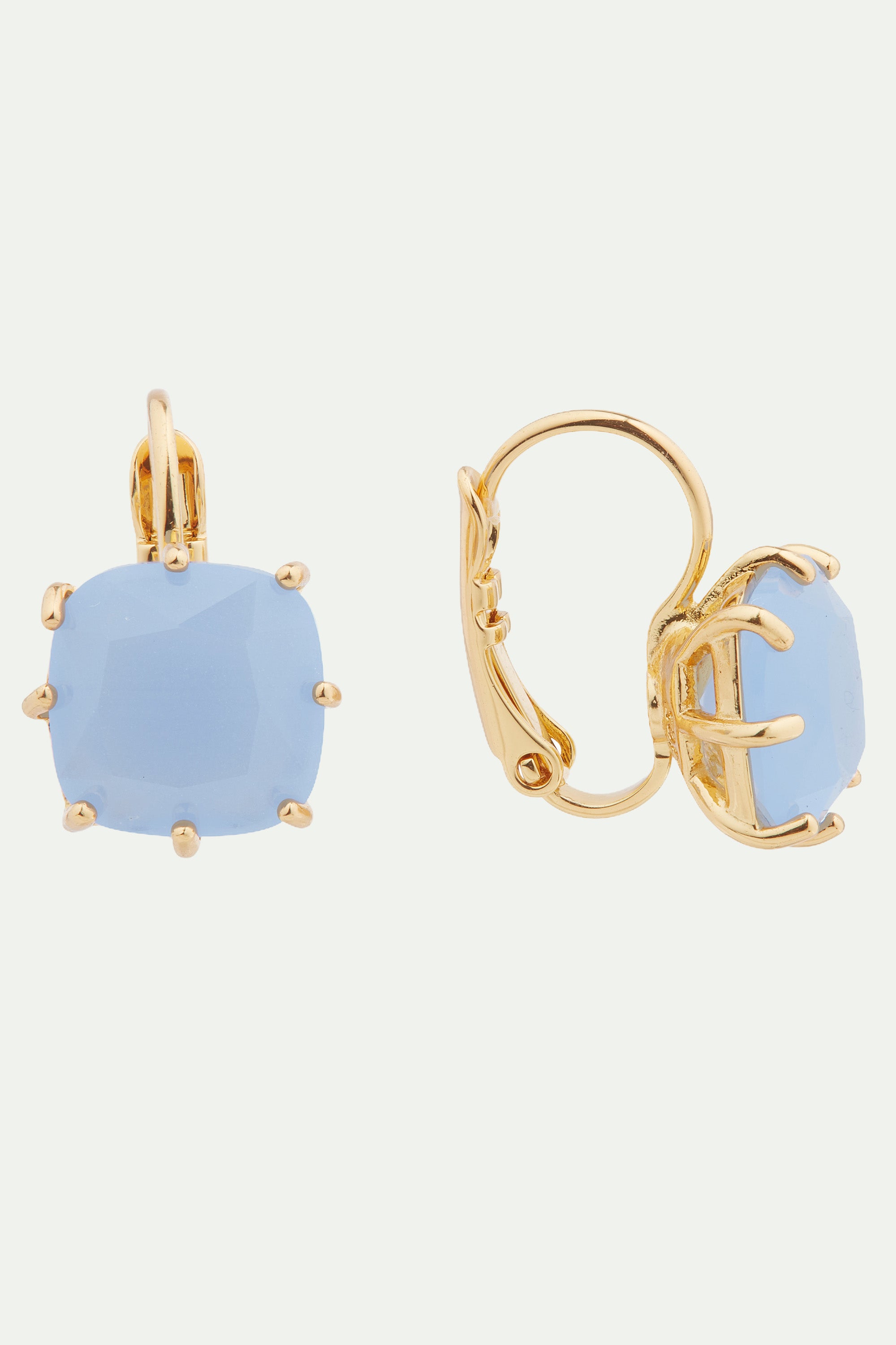 Sky blue Diamantine square stone sleeper earrings