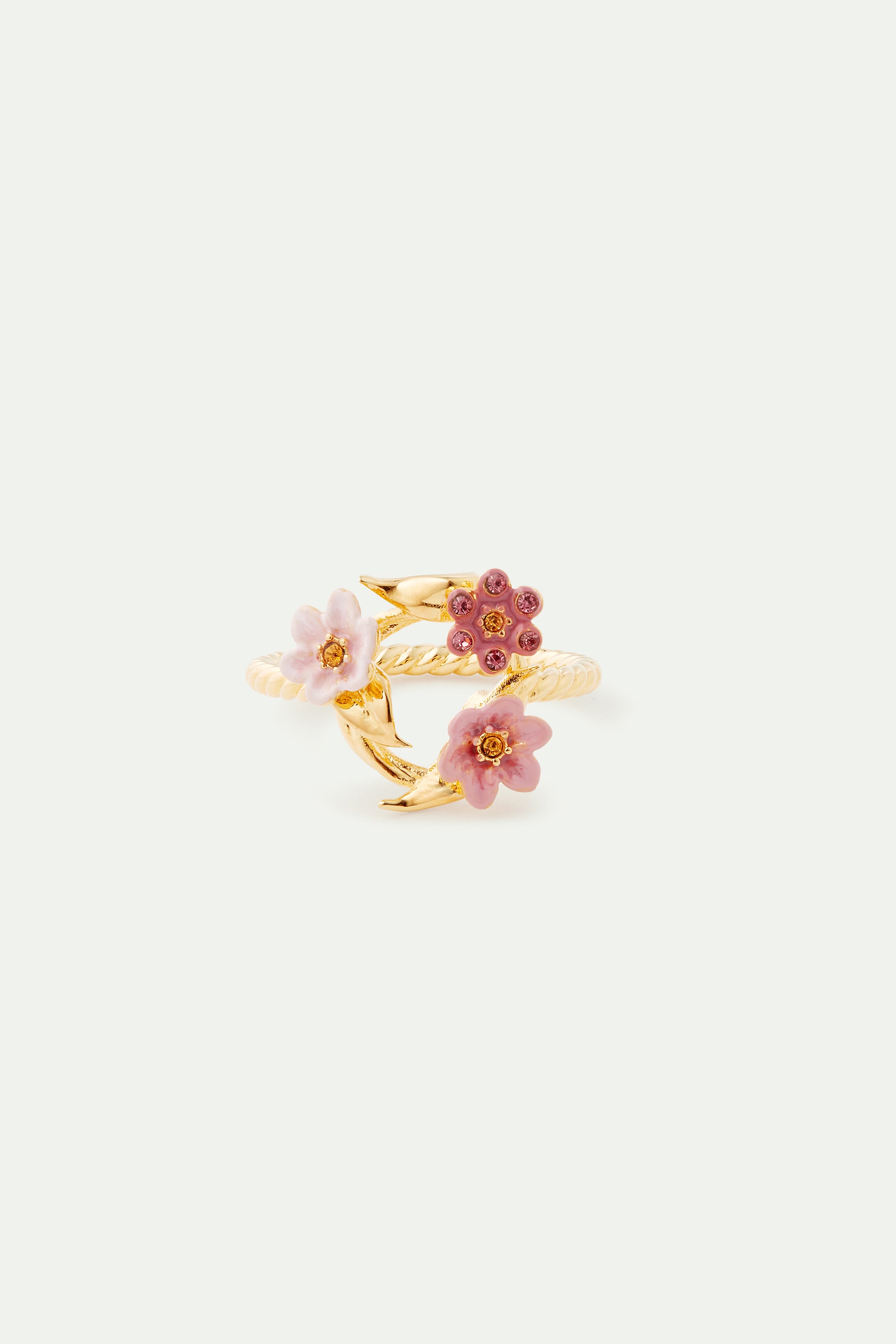 Bague fine couronne de fleurs de jasmins roses