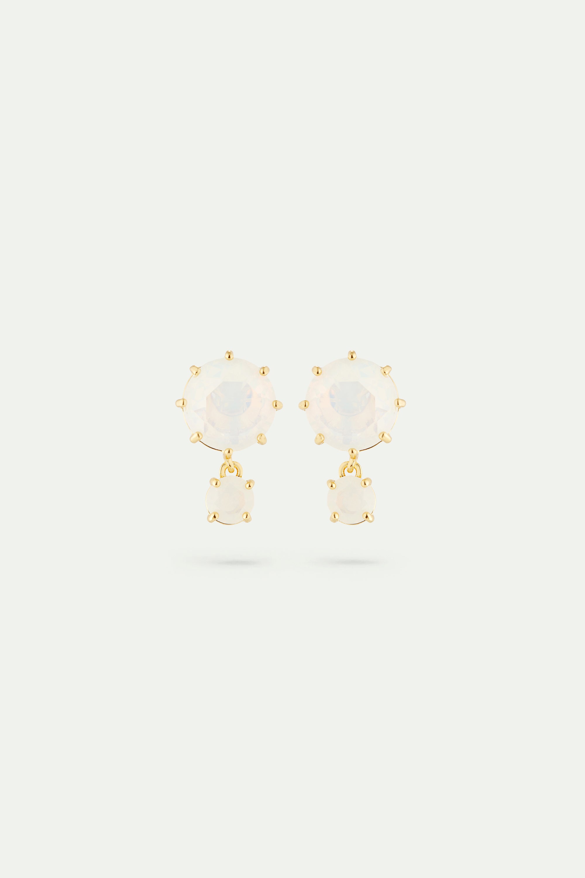 Boucles d'oreilles deux pierres La Diamantine blanc opalescent